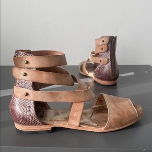 Freebird by Steven WISH Sandals Sz 9 Brown Leather Strappy Boho Western Hippie